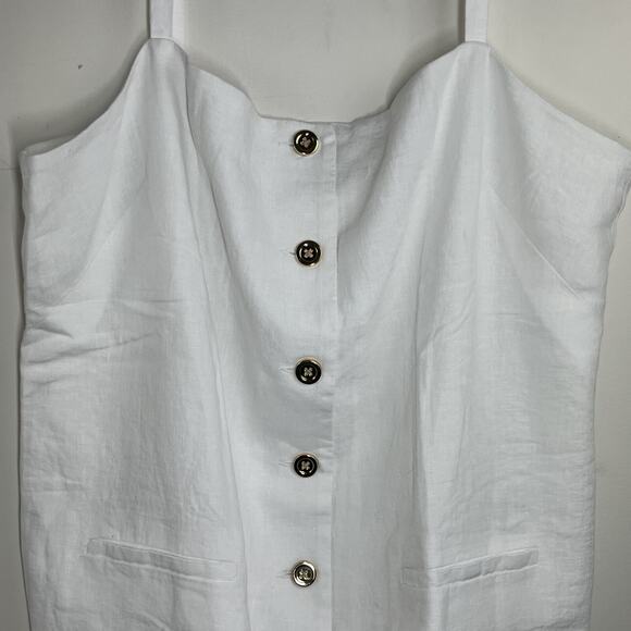 J Crew Claudia Dress in Linen XXL White Shift Square Neckline Button Up Retro - Picture 3 of 14